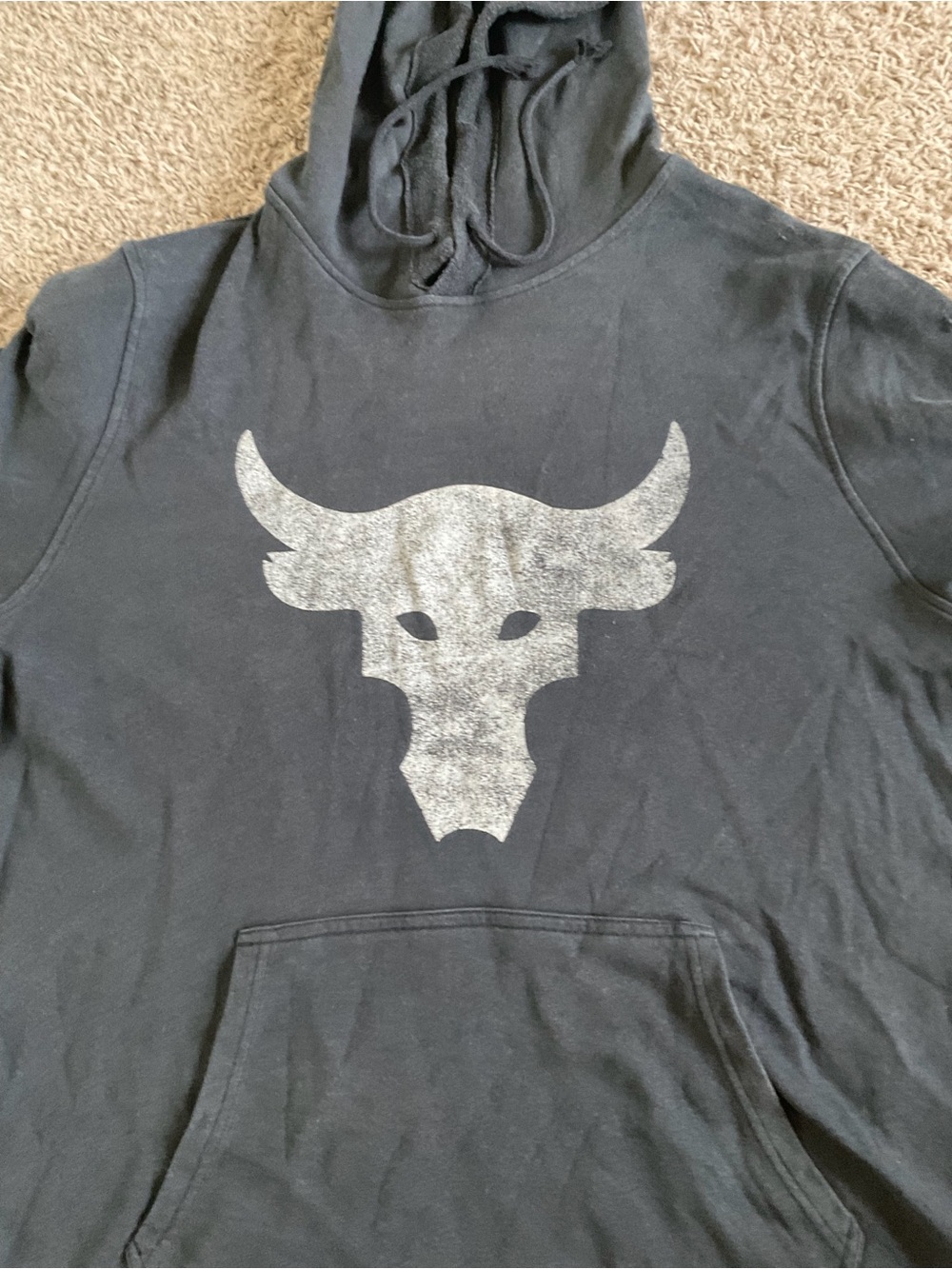 Men’s XL used as is Project Rock Under armour black terry short sleeve hoodie - Picture 2 of 5